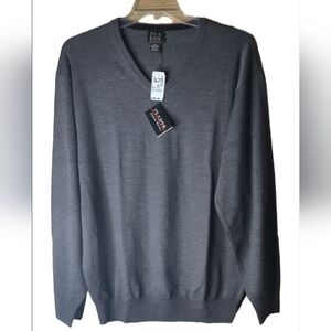 Jos. A. Bank Charcoal V-Neck Merino Wool Sweater